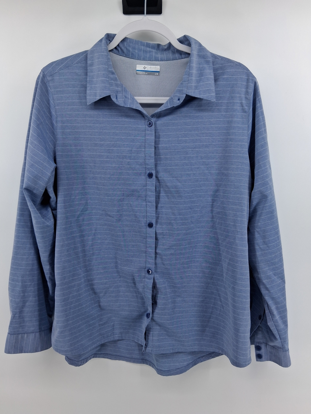 Columbia Blue Pinstripe Men's Casual Button-Down Shirt